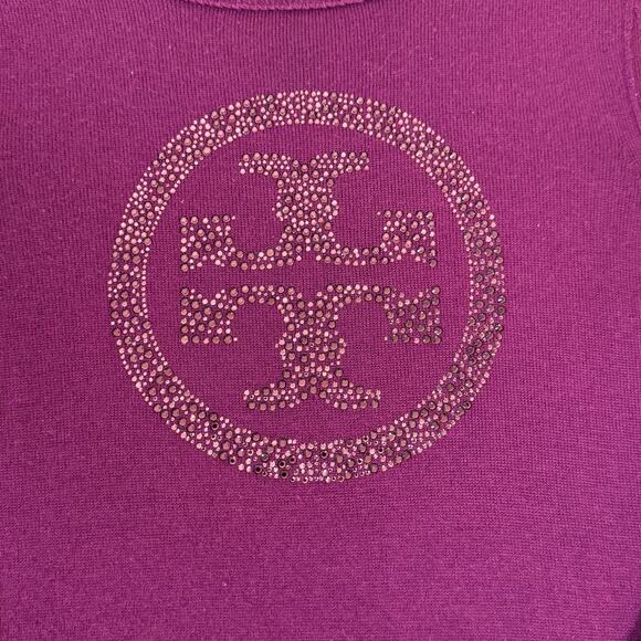 Tory Burch Women's Size Small Wool Cashmere Deep Fuchsia Sweater Embellished - Picture 4 of 12